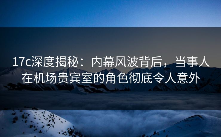 17c深度揭秘：内幕风波背后，当事人在机场贵宾室的角色彻底令人意外