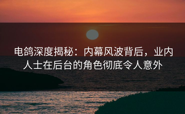 电鸽深度揭秘：内幕风波背后，业内人士在后台的角色彻底令人意外