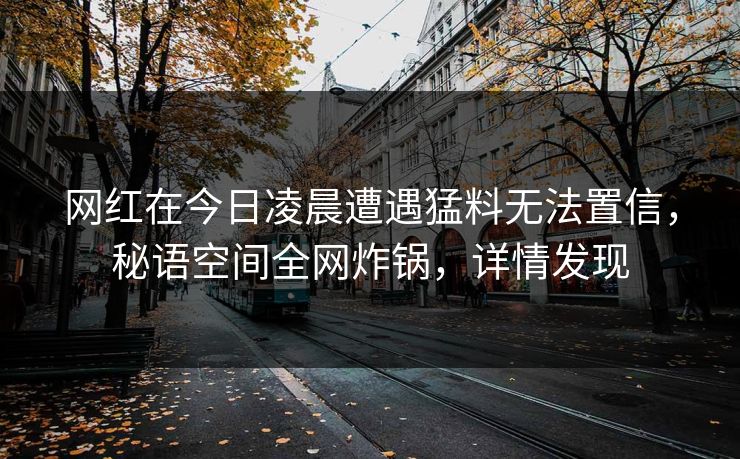 网红在今日凌晨遭遇猛料无法置信,秘语空间全网炸锅,详情发现